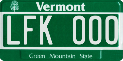 VT license plate LFK000