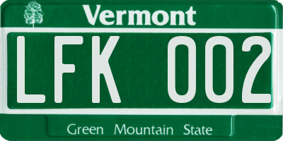 VT license plate LFK002
