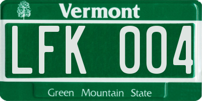 VT license plate LFK004