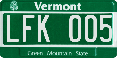 VT license plate LFK005