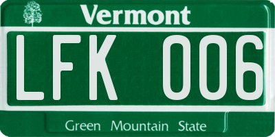 VT license plate LFK006