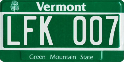 VT license plate LFK007