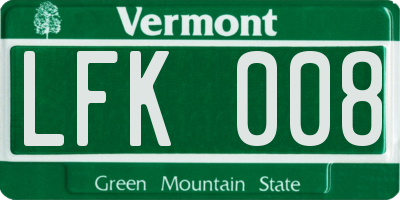 VT license plate LFK008