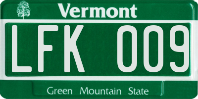 VT license plate LFK009