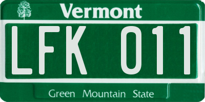 VT license plate LFK011