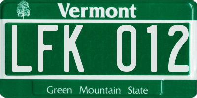 VT license plate LFK012
