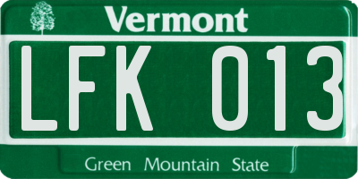 VT license plate LFK013