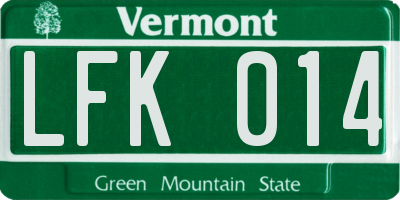 VT license plate LFK014