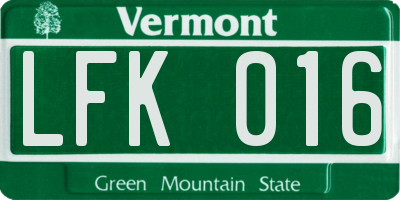 VT license plate LFK016