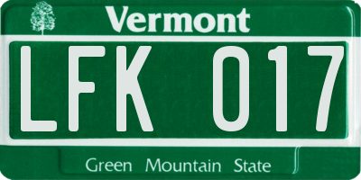 VT license plate LFK017