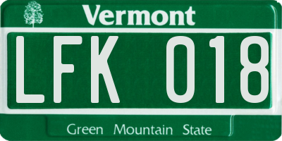 VT license plate LFK018