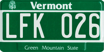 VT license plate LFK026