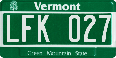 VT license plate LFK027