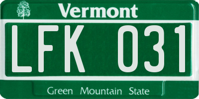 VT license plate LFK031