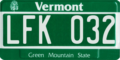 VT license plate LFK032
