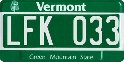 VT license plate LFK033