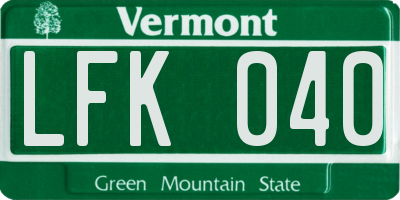 VT license plate LFK040