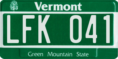 VT license plate LFK041