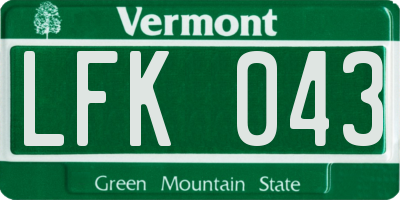 VT license plate LFK043