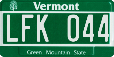 VT license plate LFK044