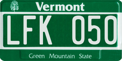 VT license plate LFK050