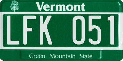 VT license plate LFK051