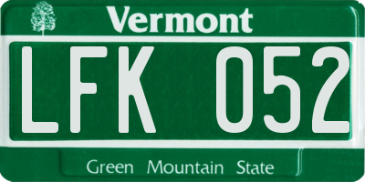VT license plate LFK052