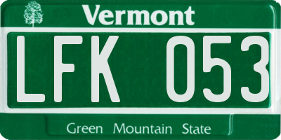 VT license plate LFK053