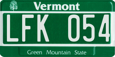 VT license plate LFK054