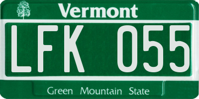 VT license plate LFK055