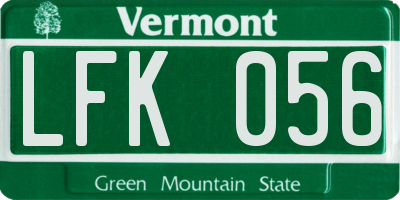 VT license plate LFK056
