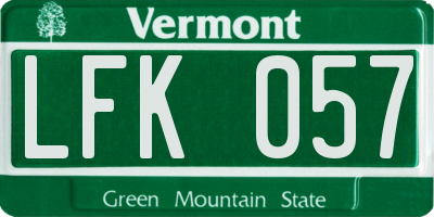 VT license plate LFK057