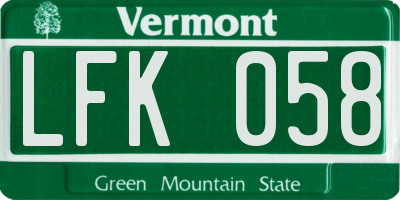 VT license plate LFK058
