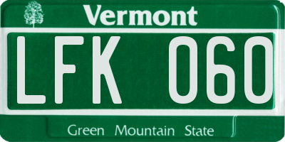 VT license plate LFK060