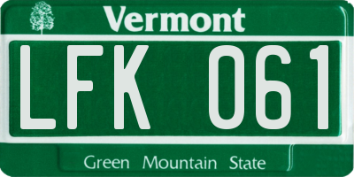 VT license plate LFK061