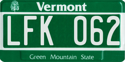 VT license plate LFK062
