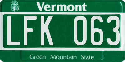VT license plate LFK063
