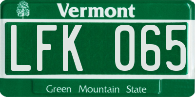 VT license plate LFK065
