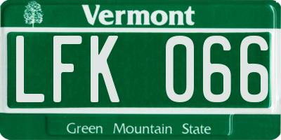 VT license plate LFK066
