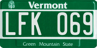 VT license plate LFK069