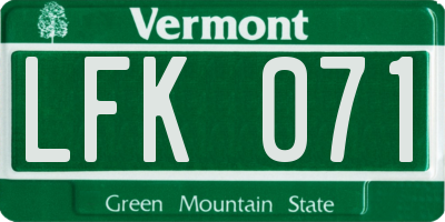 VT license plate LFK071
