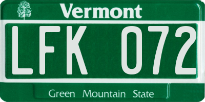 VT license plate LFK072