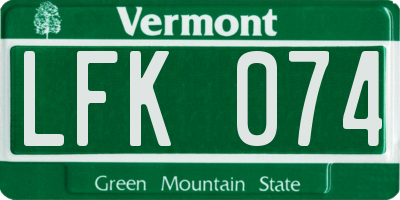 VT license plate LFK074