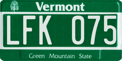 VT license plate LFK075
