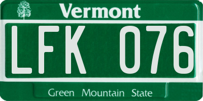 VT license plate LFK076