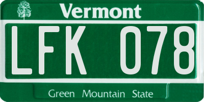 VT license plate LFK078