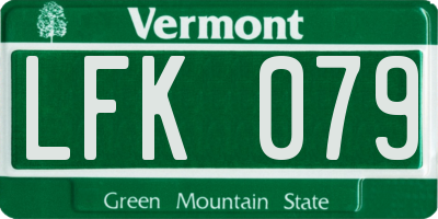 VT license plate LFK079