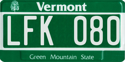 VT license plate LFK080
