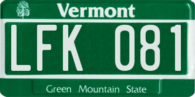 VT license plate LFK081
