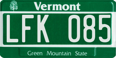 VT license plate LFK085